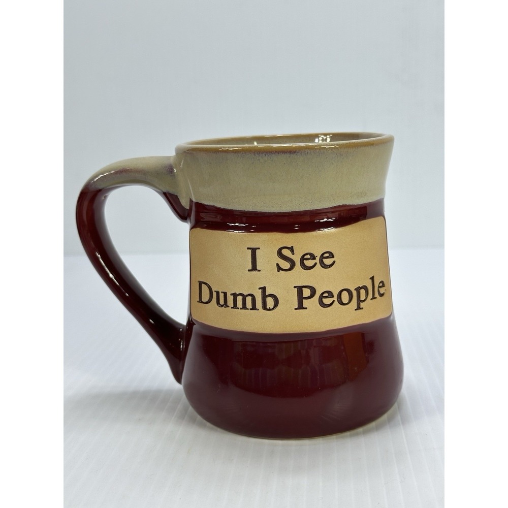 I See Dumb‎ People Coffee Mug LTD Commodities Maroon Red Glazed Ceramic Large